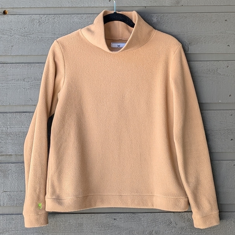 Dudley Stephens Park Slope Turtleneck Vello Fleece Pullover Camel Tan Small